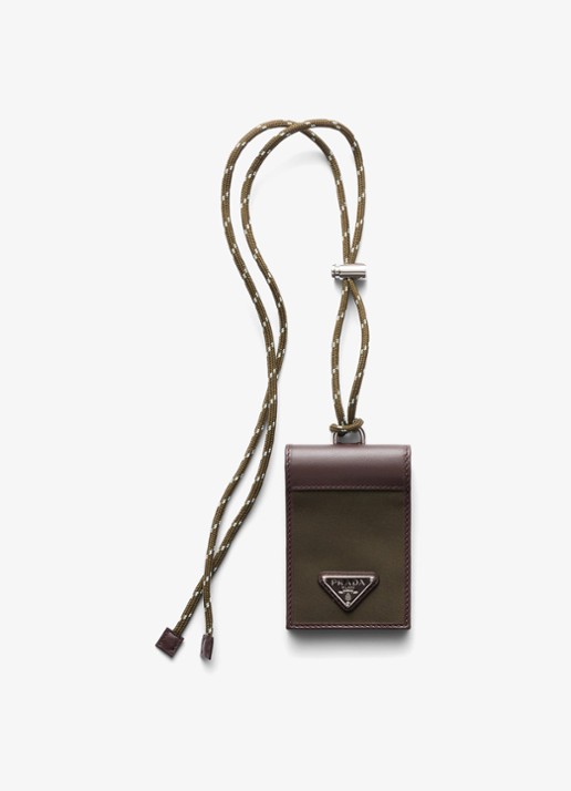 Prada Speedrock Re-Nylon pasjeshouder van leer met contrast - voorkant 3 groen