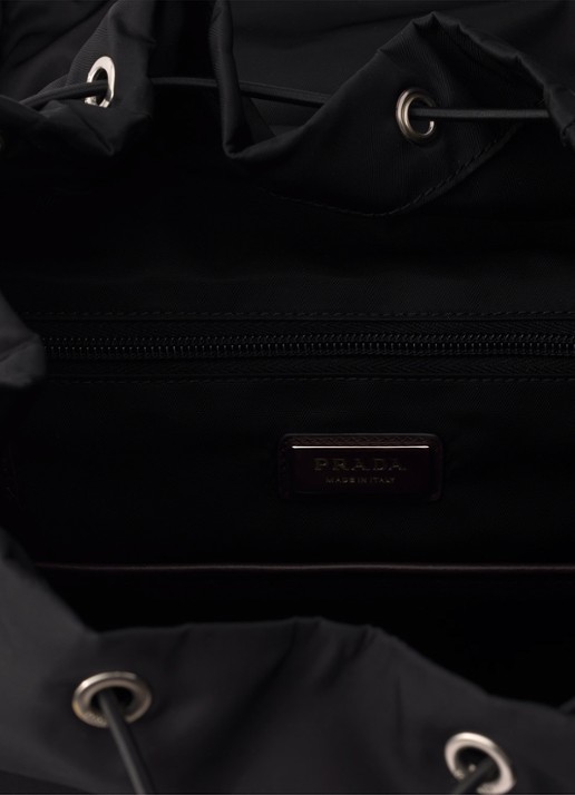 Prada Speedrock Re-Nylon rugzak met leren details - detail zwart