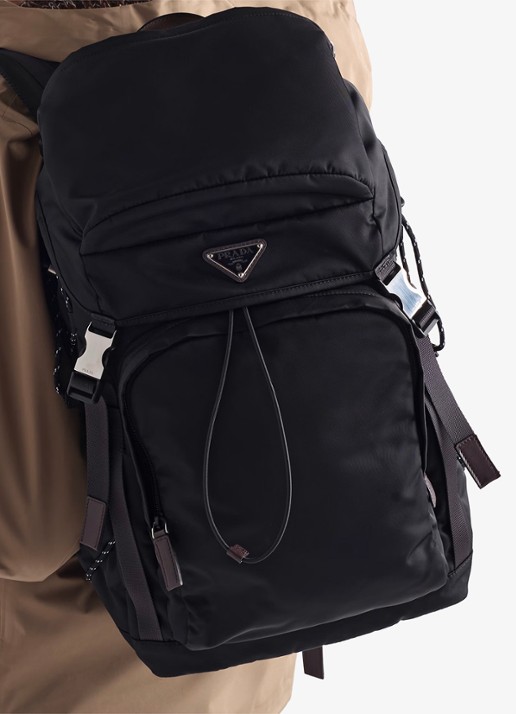 Prada Speedrock Re-Nylon rugzak met leren details - voorkant 7 zwart