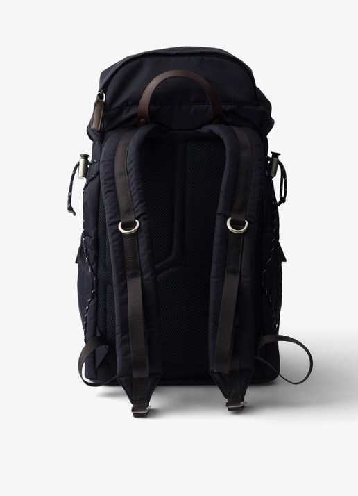 Prada Speedrock Re-Nylon rugzak met leren details - achterkant donkerblauw