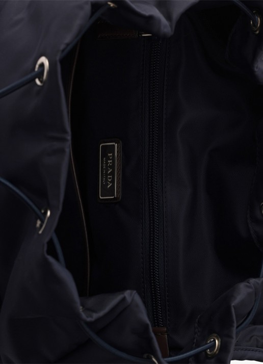 Prada Speedrock Re-Nylon rugzak met leren details - detail 5 donkerblauw