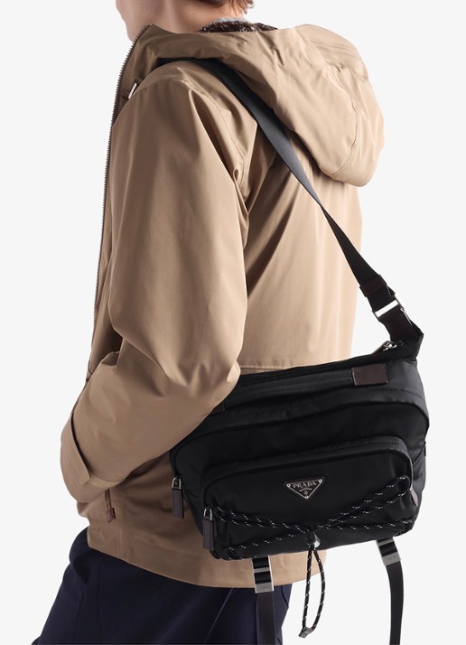 Prada Speedrock Re-Nylon schoudertas met leren details - voorkant 2 zwart