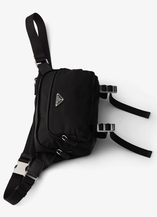 Prada Speedrock Re-Nylon schoudertas met leren details - detail 3 zwart