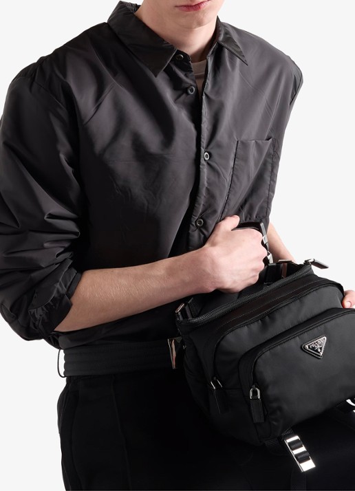 Prada Speedrock Re-Nylon schoudertas met leren details - detail 4 zwart