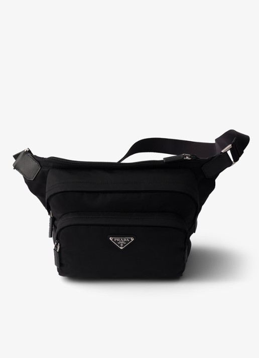 Prada Speedrock Re-Nylon schoudertas met leren details - voorkant zwart