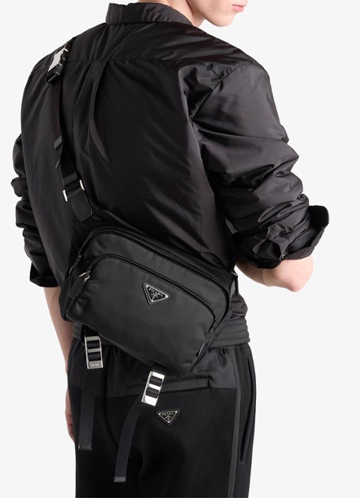 Prada Speedrock Re-Nylon schoudertas met leren details - voorkant 2 zwart