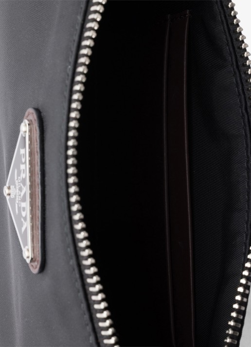 Prada Speedrock Re-Nylon telefoonhoesje met leren details en afneembare schouderriem - detail 4 zwart