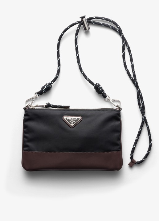 Prada Speedrock Re-Nylon telefoonhoesje met leren details en afneembare schouderriem