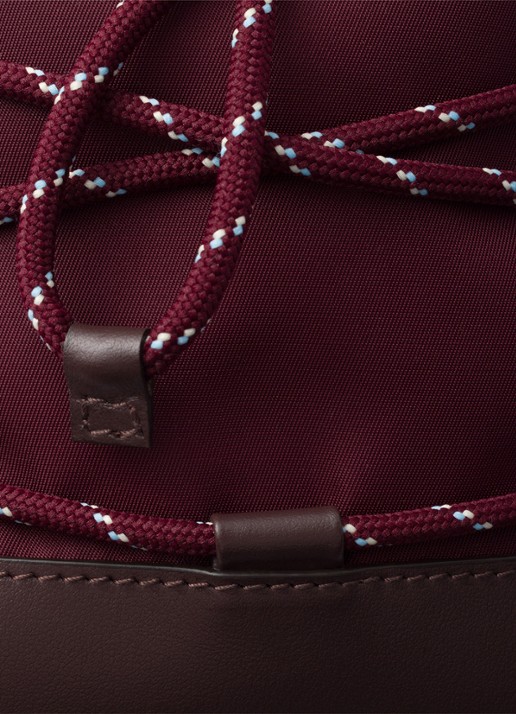 Prada Speedrock Re-Nylon telefoonhoesje met leren details en afneembare schouderriem - detail 3 bordeauxrood