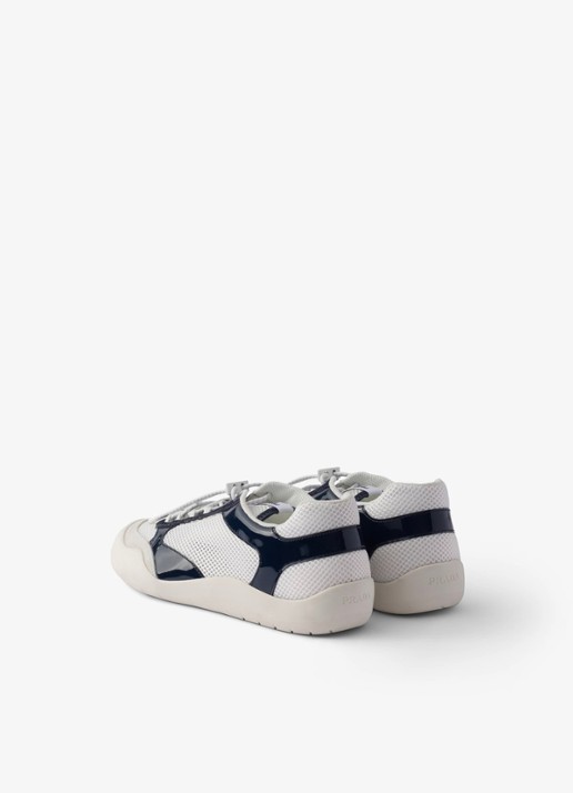 Prada Speedrock sneaker met lakleren en mesh details - achterkant 6 donkerblauw