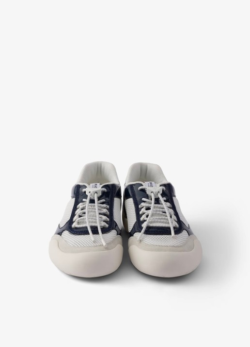 Prada Speedrock sneaker met lakleren en mesh details - detail 4 donkerblauw