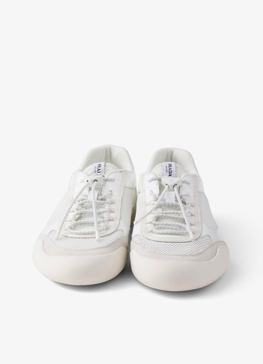 Prada Speedrock sneaker met lakleren en mesh details - detail 3 wit