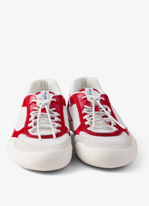 Prada Speedrock sneaker met lakleren en mesh details - detail 5 rood