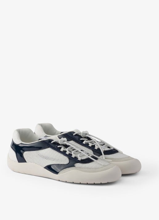 Prada Speedrock sneaker met lakleren en mesh details - detail 2 donkerblauw