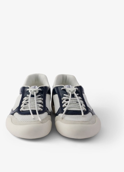 Prada Speedrock sneaker met lakleren en mesh details - detail 3 donkerblauw