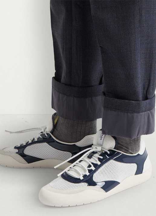 Prada Speedrock sneaker met lakleren en mesh details - voorkant 7 donkerblauw
