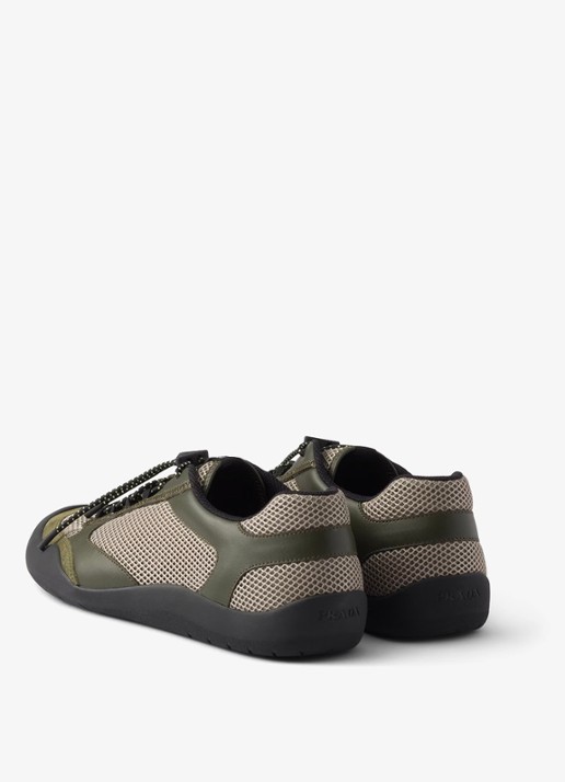 Prada Speedrock sneaker van leer met mesh details - achterkant 6 legergroen
