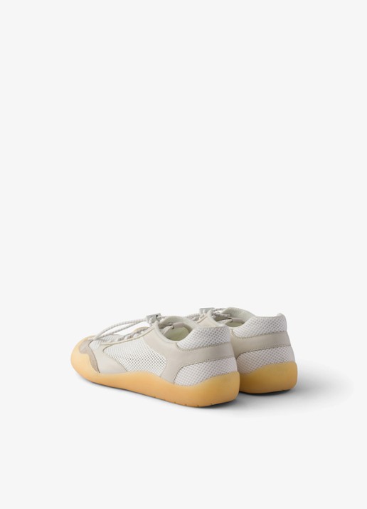 Prada Speedrock sneaker van leer met mesh details - achterkant 7 beige