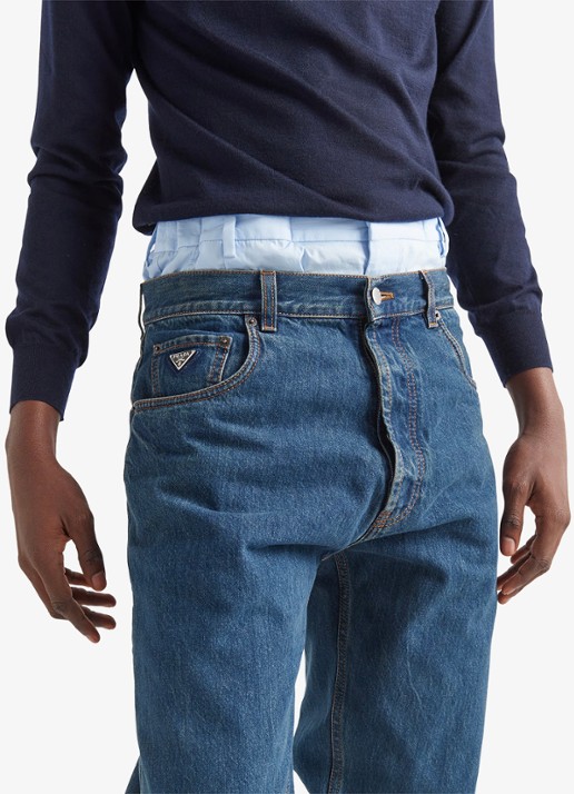 Prada Straight leg jeans met donkere wassing - voorkant 4 indigo