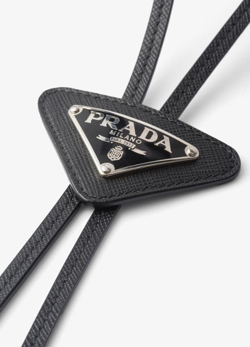 Prada Stropdas van leer - detail 4 zwart