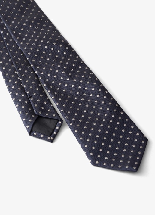 Prada Stropdas van zijde met stippenprint - detail 3 donkerblauw