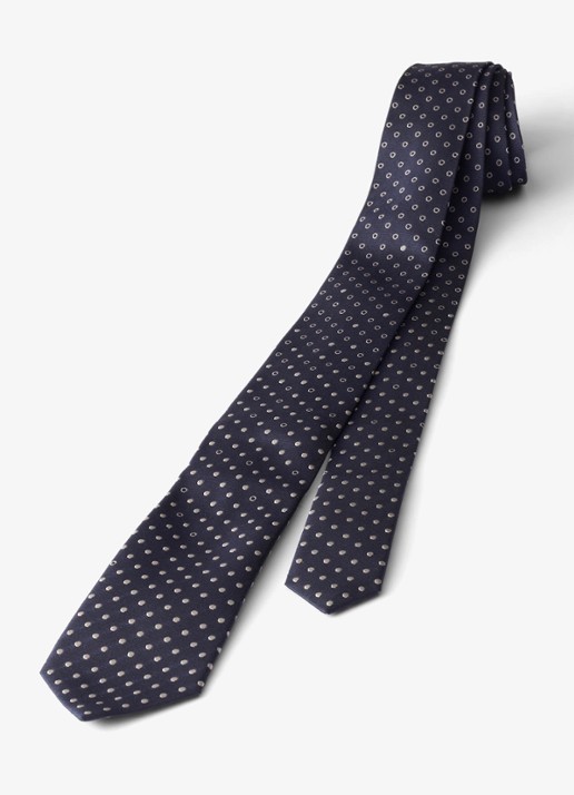 Prada Stropdas van zijde met stippenprint - voorkant 2 donkerblauw