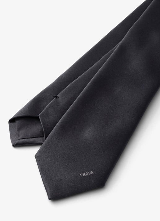 Prada Stropdas van zijde - detail donkergrijs