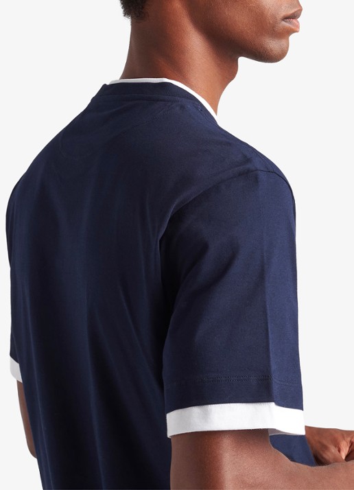 Prada T-shirt met contrast - detail 5 donkerblauw
