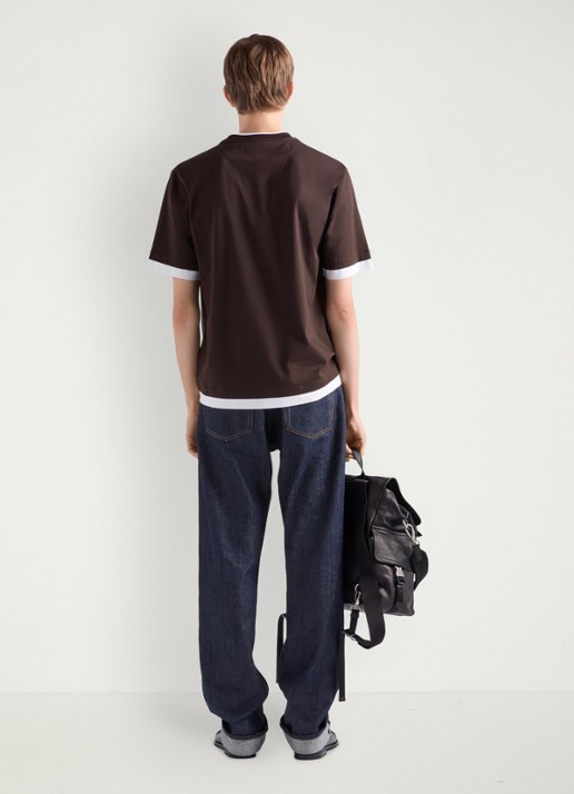 Prada T-shirt met contrast - achterkant donkerbruin
