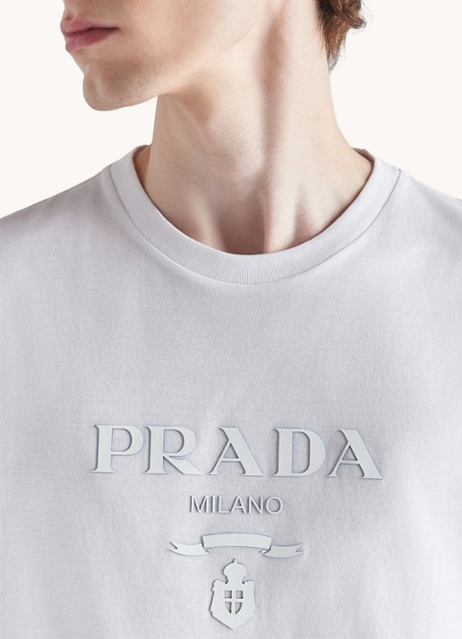 Prada T-shirt van katoen met logo - detail 5 wit