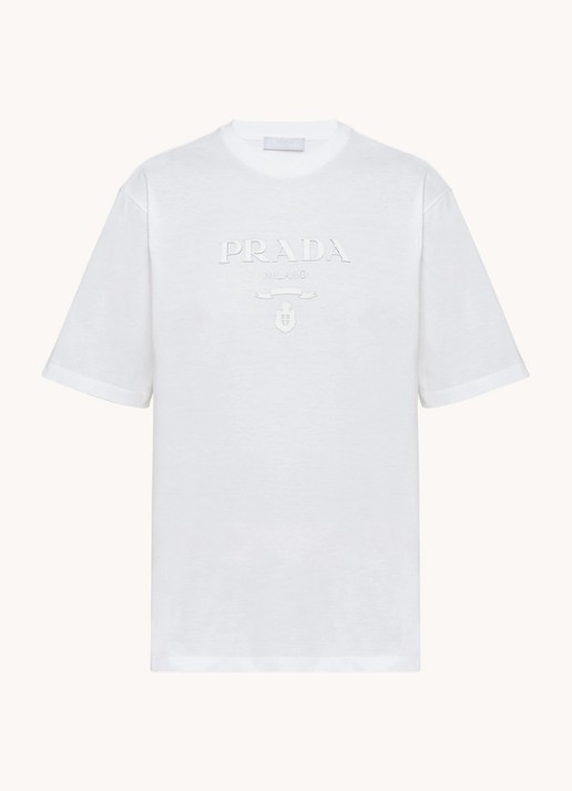 Prada T-shirt van katoen met logo - voorkant wit