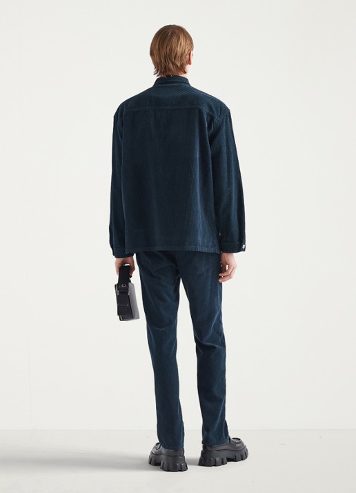 Prada Tapered fit broek van corduroy - achterkant 5 donkerblauw