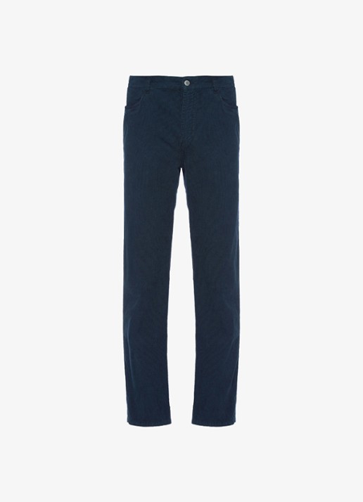 Prada Tapered fit broek van corduroy - voorkant 3 donkerblauw