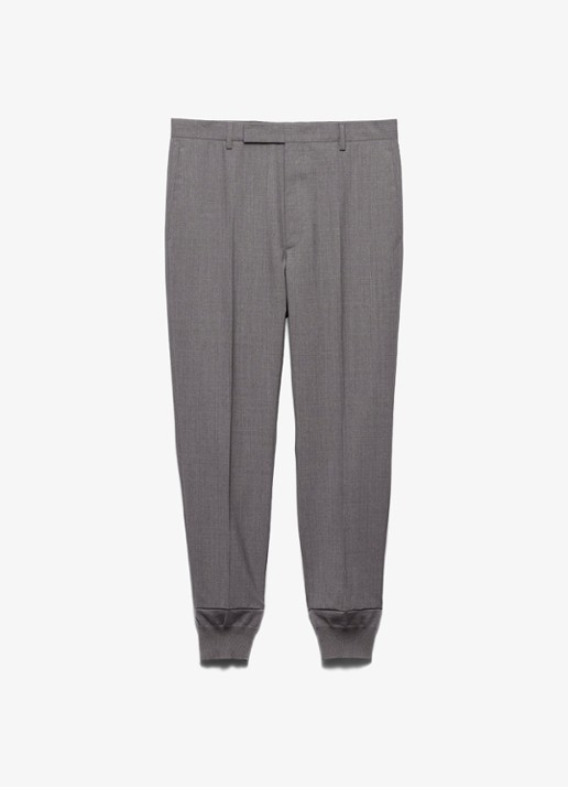 Prada Tapered fit pantalon van wol met steekzakken - voorkant 2 grijs