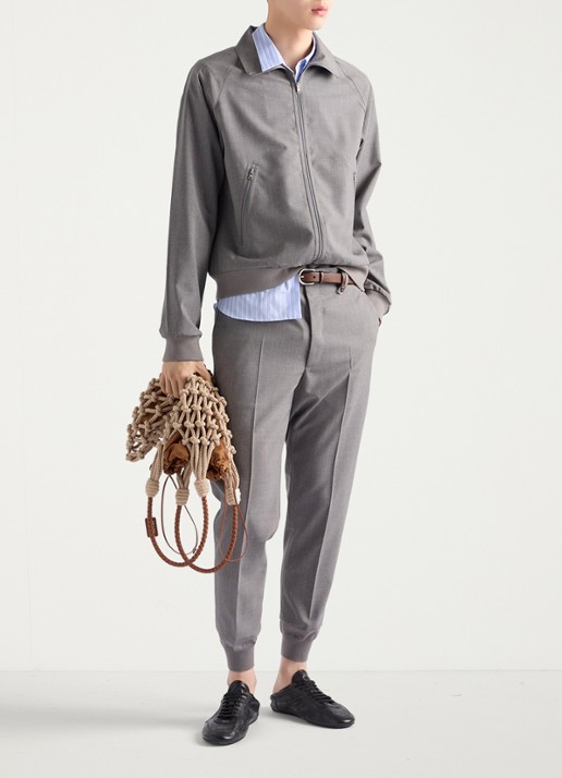 Prada Tapered fit pantalon van wol met steekzakken - voorkant 3 grijs