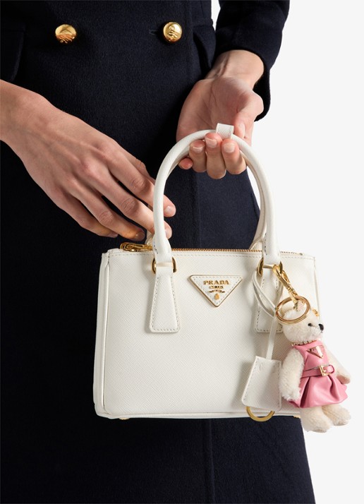 Prada Teddy tasbedel met leren details - voorkant 2 wit