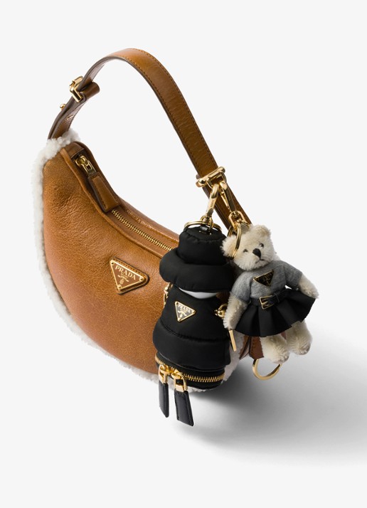 Prada Teddy tasbedel met logo - voorkant 3 wit