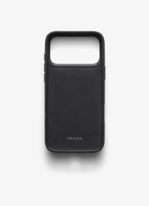 Prada Telefoonhoes van kalfsleer voor iPhone 17 Pro - achterkant 2 zwart