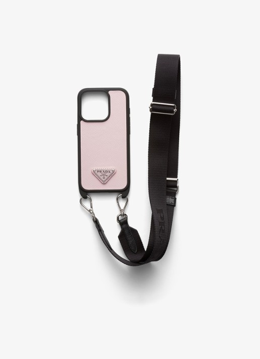 Prada Telefoonhoes van leer voor iPhone 15 Pro
