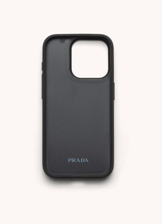 Prada Telefoonhoes van leer voor iPhone 15 Pro - detail 3 zwart