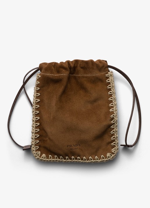 Prada Telefoonhoesje van kalfssuède - voorkant 6 bruin