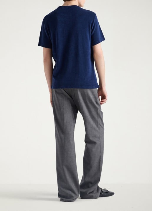 Prada Terry T-shirt van badstof met logo - achterkant donkerblauw
