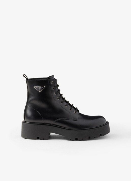Prada Veterboot van leer - voorkant 7 zwart