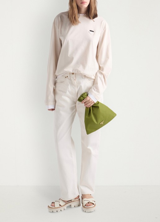 Prada Wish Re-Nylon handtas met logo - detail 6 groen
