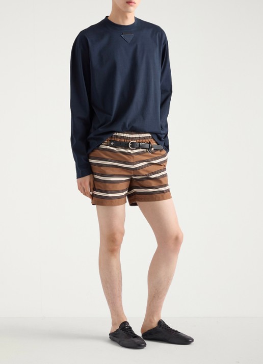 Prada Zwemshorts met streepprint - voorkant 2 bruin