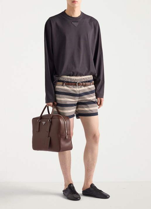 Prada Zwemshorts met streepprint - voorkant 2 donkerblauw