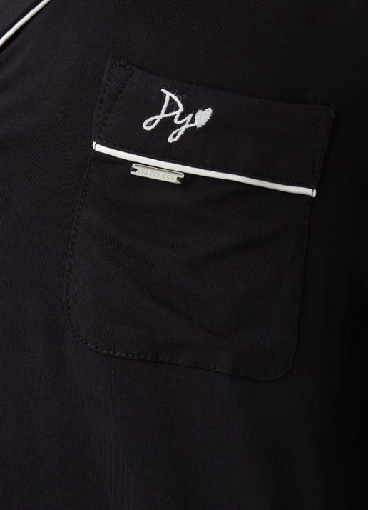 Pretty You Bamboo nachthemd met contrasterende bies - detail 4 zwart