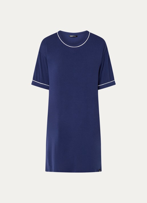 Pretty You Bamboo nachthemd - voorkant 2 donkerblauw