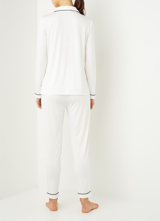 Pretty You Bamboo pyjamaset met contrasterende bies - achterkant 3 gebroken wit
