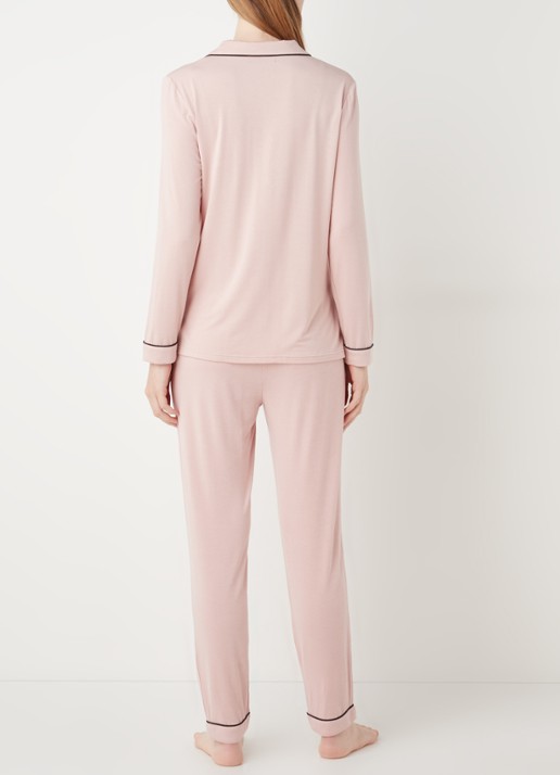 Pretty You Bamboo pyjamaset met contrasterende bies - achterkant 4 lichtroze